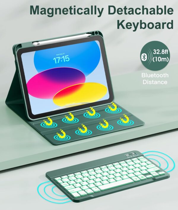 Backlit Keyboard Case for Pro 11 2018-2022 Pro 11 2024 Air 6th 5th 4th 2 3 Pro 10.5 2017 9.7 iPad 10th Gen 10.9 2022 10.2 7th 8th 9th Custom Korean AZERTY Spanish Cover Shell Pen Slot - 图片 3