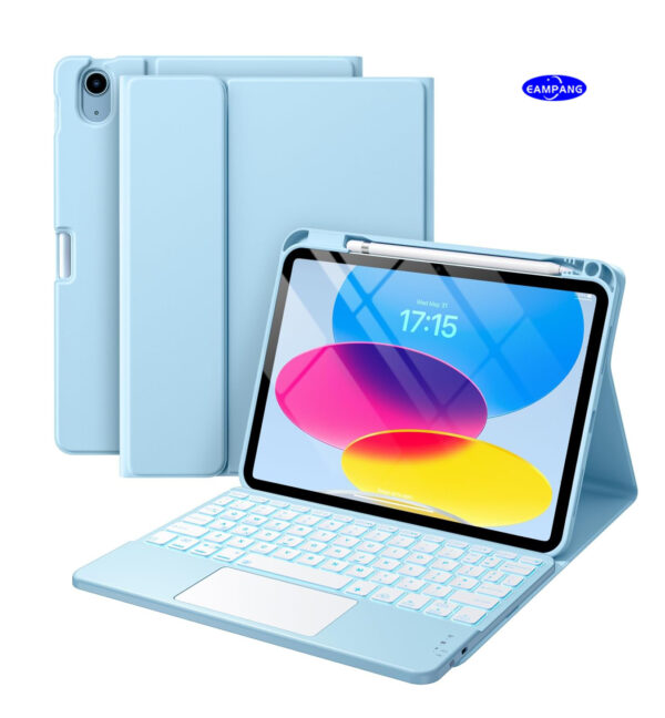 TouchPad Backlit Keyboard Case for iPad 9.7 Pro 11 2024 Pro 11 2018-2022 10.2 7th 8th 9th Air 2 3 4th 5th 6th Pro 10.5 2017 10th Gen 10.9 2022 Custom Korean AZERTY Spanish Cover Shell Pen Slot