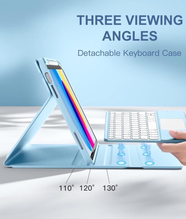 TouchPad Backlit Keyboard Case for iPad 9.7 Pro 11 2024 Pro 11 2018-2022 10.2 7th 8th 9th Air 2 3 4th 5th 6th Pro 10.5 2017 10th Gen 10.9 2022 Custom Korean AZERTY Spanish Cover Shell Pen Slot - 图片 7