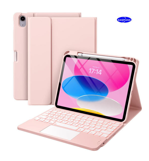 TouchPad Backlit Keyboard Case for iPad Pro 11 2024 Pro 11 2018-2022 10.2 7th 8th 9th Air 2 3 4th 5th 6th Pro 10.5 2017 10th Gen 10.9 2022 9.7 Custom Korean AZERTY Spanish Cover Shell Pen Slot