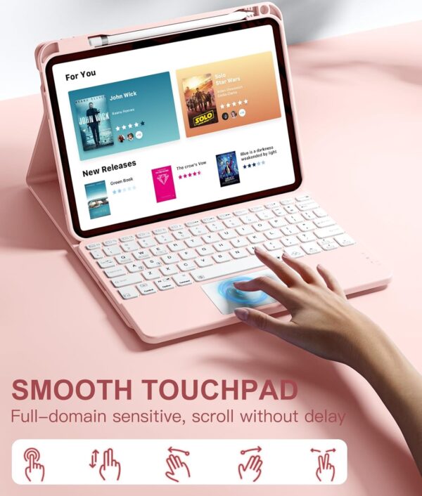 TouchPad Backlit Keyboard Case for iPad Pro 11 2024 Pro 11 2018-2022 10.2 7th 8th 9th Air 2 3 4th 5th 6th Pro 10.5 2017 10th Gen 10.9 2022 9.7 Custom Korean AZERTY Spanish Cover Shell Pen Slot - 图片 2