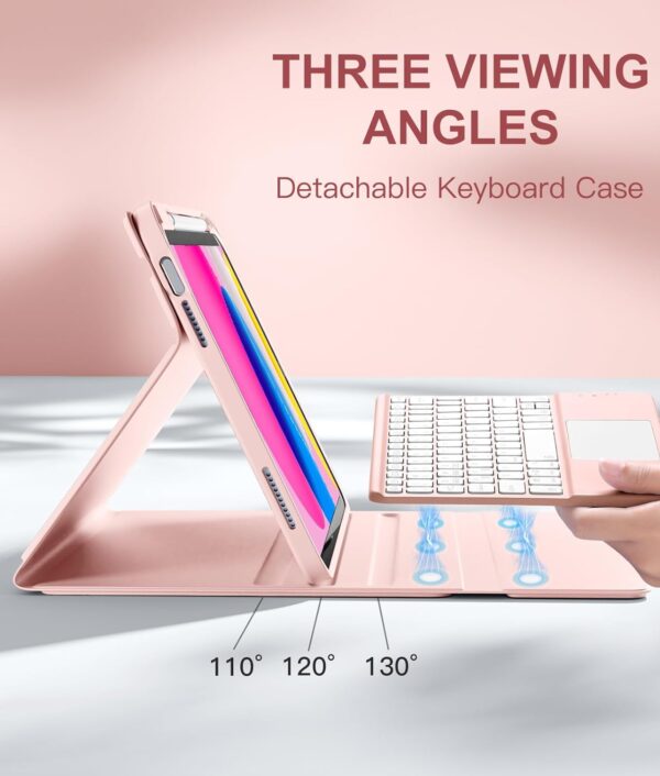 TouchPad Backlit Keyboard Case for iPad Pro 11 2024 Pro 11 2018-2022 10.2 7th 8th 9th Air 2 3 4th 5th 6th Pro 10.5 2017 10th Gen 10.9 2022 9.7 Custom Korean AZERTY Spanish Cover Shell Pen Slot - 图片 7