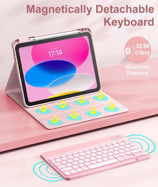 Backlit Keyboard Case for iPad Air 6th 5th 4th 2 3 Pro 11 2024 Pro 10.5 2017 Pro 11 2018-2022 9.7 iPad 10th Gen 10.9 2022 10.2 7th 8th 9th Custom Korean AZERTY Spanish Cover Shell Pen Slot - 图片 3
