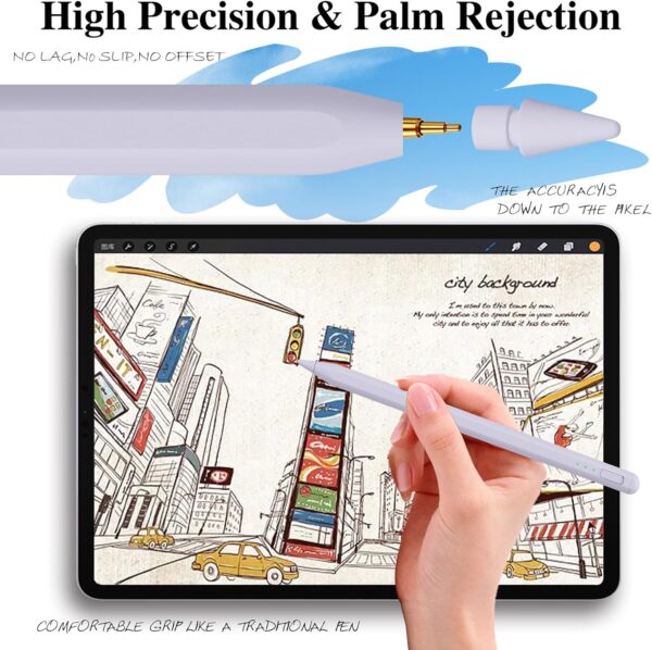 Stylus Pen for iPad10&9thGen 14Mins Faster Charge with Pencil Holder Palm Rejection Tilt Sensitivity for iPad Air11&13-inch M2 iPad Pro 11&13-inch M4 iPad 6-10th,iPad Pro 11 12.9 - 图片 4