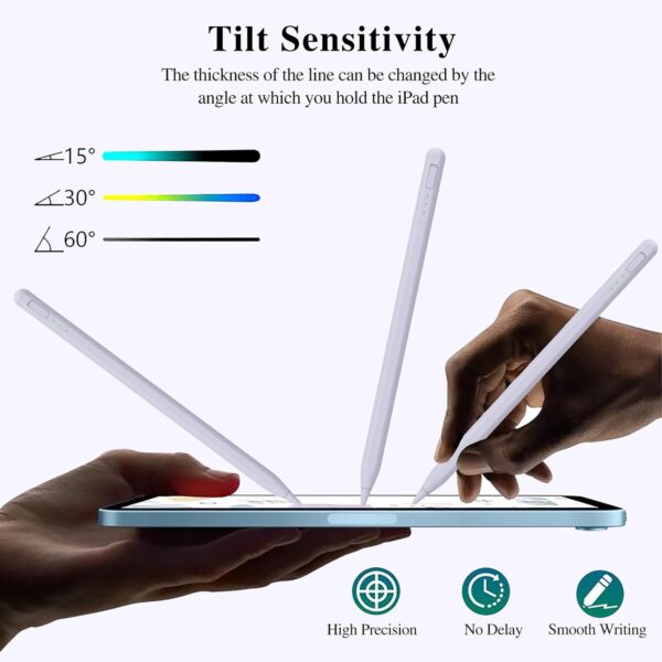 Stylus Pen for iPad10&9thGen 14Mins Faster Charge with Pencil Holder Palm Rejection Tilt Sensitivity for iPad Air11&13-inch M2 iPad Pro 11&13-inch M4 iPad 6-10th,iPad Pro 11 12.9 - 图片 3
