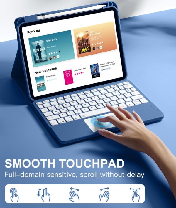 TouchPad Backlit Keyboard Case for iPad Air 2 3 4th 5th 6th Pro 10.5 2017 iPad 10th Gen 10.9 2022 10.2 7th 8th 9th 9.7 Pro 11 2018-2022 Pro 11 2024 Custom Korean AZERTY Spanish Cover Shell Pen Slot - 图片 2