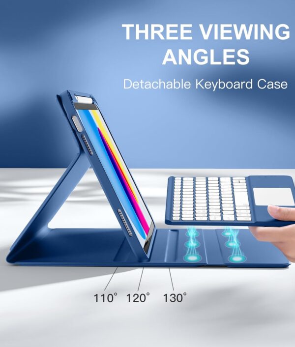 TouchPad Backlit Keyboard Case for iPad Air 2 3 4th 5th 6th Pro 10.5 2017 iPad 10th Gen 10.9 2022 10.2 7th 8th 9th 9.7 Pro 11 2018-2022 Pro 11 2024 Custom Korean AZERTY Spanish Cover Shell Pen Slot - 图片 3