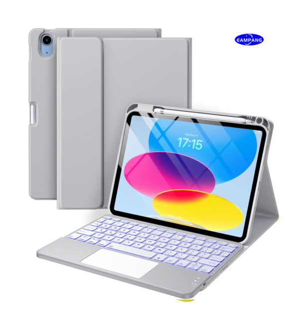 TouchPad Backlit Keyboard Case for iPad 10.2 7th 8th 9th Air 2 3 4th 5th 6th Pro 10.5 2017 10th Gen 10.9 2022 9.7 Pro 11 2024 Pro 11 2018-2022 Custom Korean AZERTY Spanish Cover Shell Pen Slot
