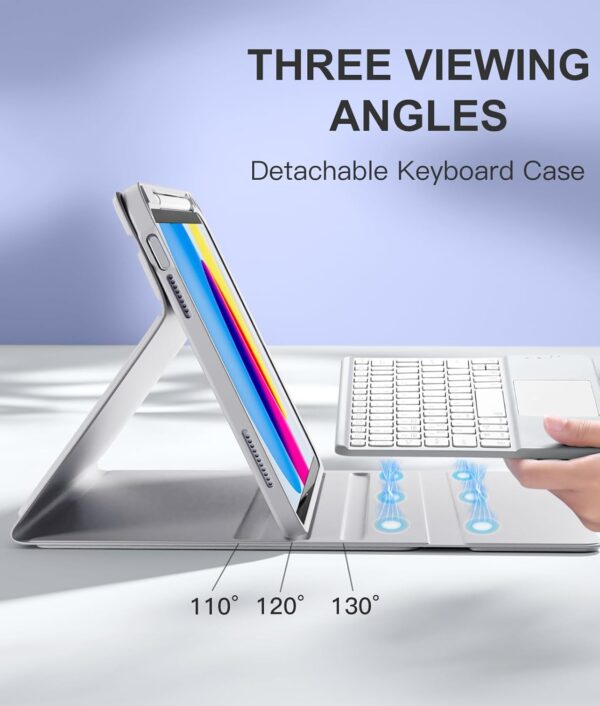 TouchPad Backlit Keyboard Case for iPad 10.2 7th 8th 9th Air 2 3 4th 5th 6th Pro 10.5 2017 10th Gen 10.9 2022 9.7 Pro 11 2024 Pro 11 2018-2022 Custom Korean AZERTY Spanish Cover Shell Pen Slot - 图片 4