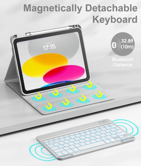 Backlit Keyboard Case for iPad Pro 11 2024 Pro 10.5 2017 Pro 11 2018-2022 9.7 Air 2 3 4th 5th 6th iPad 10th Gen 10.9 2022 10.2 7th 8th 9th Custom Korean AZERTY Spanish Cover Shell Pen Slot - 图片 3