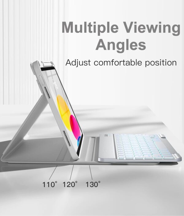 Backlit Keyboard Case for iPad Pro 11 2024 Pro 10.5 2017 Pro 11 2018-2022 9.7 Air 2 3 4th 5th 6th iPad 10th Gen 10.9 2022 10.2 7th 8th 9th Custom Korean AZERTY Spanish Cover Shell Pen Slot - 图片 4