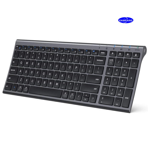 Bluetooth Keyboard, Keyboard USB-C Rechargeable Bluetooth 5.1 with Number iPad Ergonomic Design Full Size Stable Connection Keyboard for iPad, iPhone, Mac, iOS, Android, Windows - 图片 8