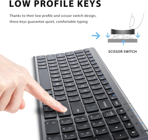 Bluetooth Keyboard, Keyboard USB-C Rechargeable Bluetooth 5.1 with Number iPad Ergonomic Design Full Size Stable Connection Keyboard for iPad, iPhone, Mac, iOS, Android, Windows - 图片 11