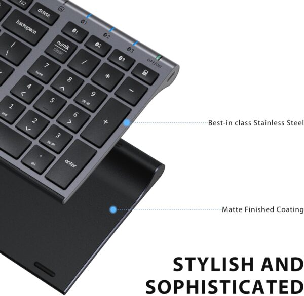 Bluetooth Keyboard, Keyboard USB-C Rechargeable Bluetooth 5.1 with Number iPad Ergonomic Design Full Size Stable Connection Keyboard for iPad, iPhone, Mac, iOS, Android, Windows - 图片 12