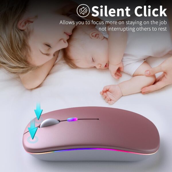 Wireless Bluetooth Mouse, Rechargeable LED Dual Mode Mouse Bluetooth 5.2 and USB Receiver Portable Silent Mouse,for Laptop/Desktop/Tablet - 图片 11