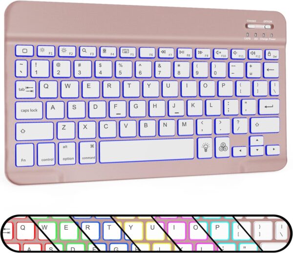Bluetooth Keyboard, Wireless Rechargeable Keyboard for iPad, iPad Pro, iPad Mini, iPad Air with Illuminated LED - 图片 3