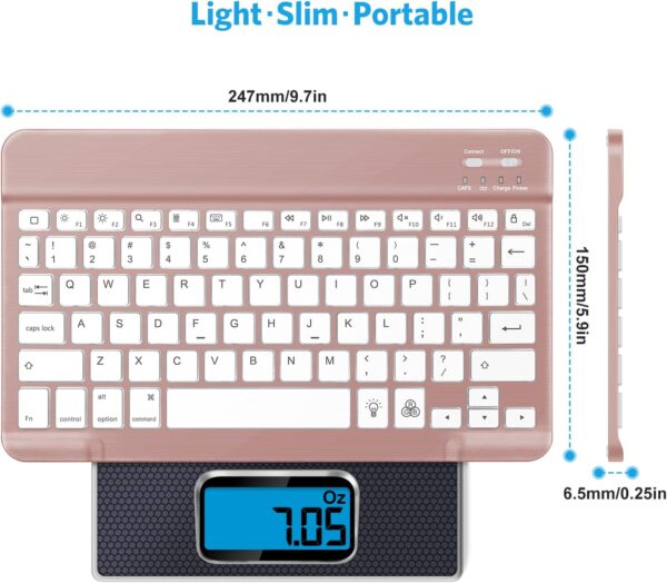 Bluetooth Keyboard, Wireless Rechargeable Keyboard for iPad, iPad Pro, iPad Mini, iPad Air with Illuminated LED - 图片 6