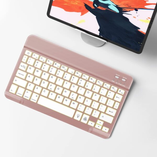Bluetooth Keyboard, Wireless Rechargeable Keyboard for iPad, iPad Pro, iPad Mini, iPad Air with Illuminated LED - 图片 9