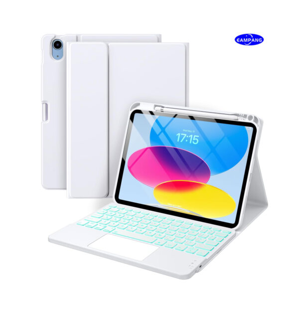 TouchPad Backlit Keyboard Case for  iPad 10.2 7th 8th 9th 9.7 Air 2 3 4th 5th 6th 10th Gen 10.9 2022 Pro 10.5 2017 Pro 11 2018-2022 Pro 11 2024 Custom Korean AZERTY Spanish Cover Shell Pen Slot