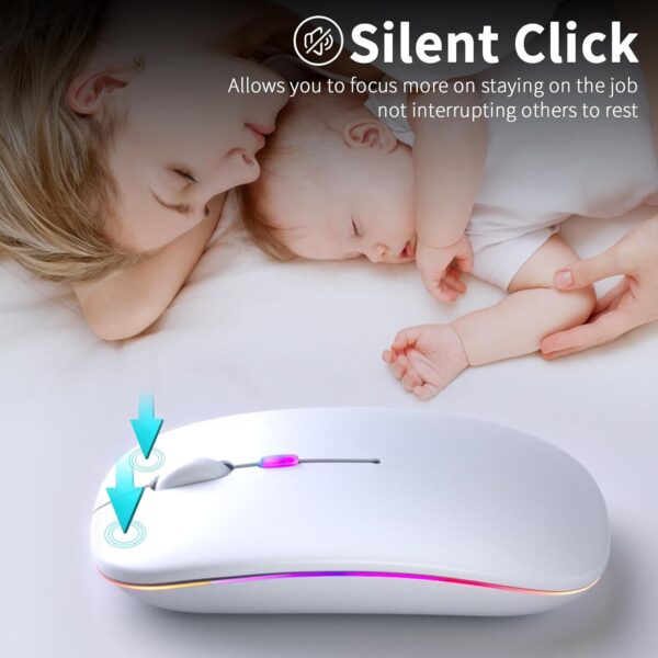 Wireless Bluetooth Mouse, Rechargeable LED Dual Mode Mouse Bluetooth 5.2 and USB Receiver Portable Silent Mouse,for Laptop/Desktop/Tablet - 图片 8