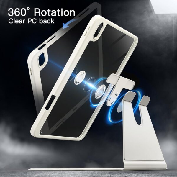 Rotating Case for iPad 10th 10.9 2022 Model 10th Generation with Pencil Holder 360 Degree Rotation Protective Stand Cover Clear Back - 图片 7