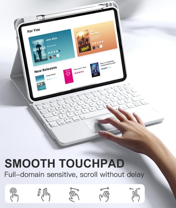 TouchPad Backlit Keyboard Case for  iPad 10.2 7th 8th 9th 9.7 Air 2 3 4th 5th 6th 10th Gen 10.9 2022 Pro 10.5 2017 Pro 11 2018-2022 Pro 11 2024 Custom Korean AZERTY Spanish Cover Shell Pen Slot - 图片 2