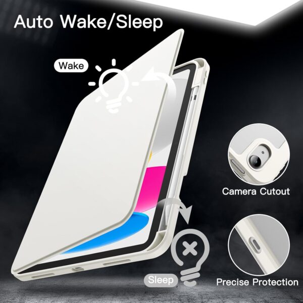 Rotating Case for iPad 10th 10.9 2022 Model 10th Generation with Pencil Holder 360 Degree Rotation Protective Stand Cover Clear Back - 图片 4