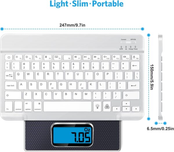 Bluetooth Keyboard, Wireless Rechargeable Keyboard for iPad, iPad Pro, iPad Mini, iPad Air with Illuminated LED - 图片 6