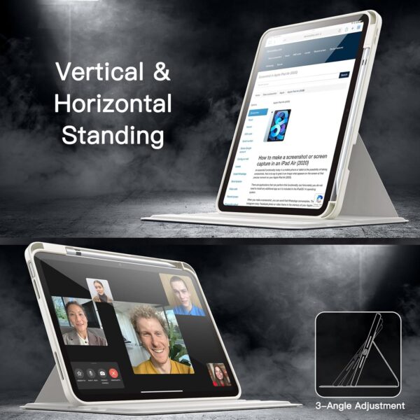 Rotating Case for iPad 10th 10.9 2022 Model 10th Generation with Pencil Holder 360 Degree Rotation Protective Stand Cover Clear Back - 图片 3