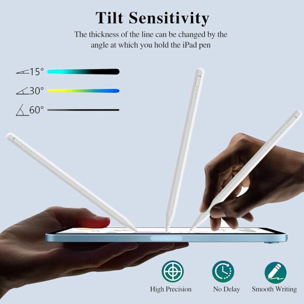Stylus Pen for iPad10&9thGen,14Mins Faster Charge, with Pencil Holder,Palm Rejection, Tilt Sensitivity, for iPad Air11&13-inch(M2), iPad Pro 11&13-inch (M4),iPad 6-10th,iPad Pro 11/12.9 inch - 图片 7