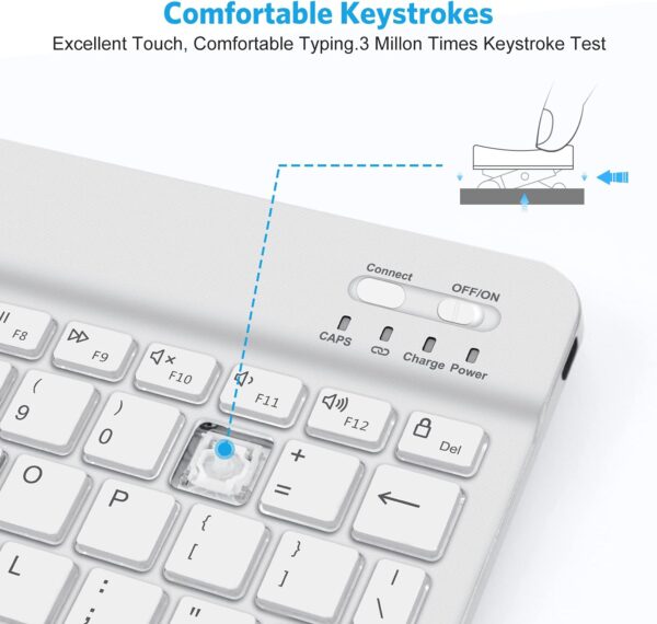 Bluetooth Keyboard, Wireless Rechargeable Keyboard for iPad, iPad Pro, iPad Mini, iPad Air with Illuminated LED - 图片 8