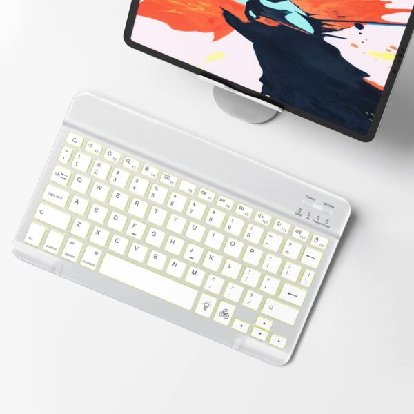 Bluetooth Keyboard, Wireless Rechargeable Keyboard for iPad, iPad Pro, iPad Mini, iPad Air with Illuminated LED - 图片 9