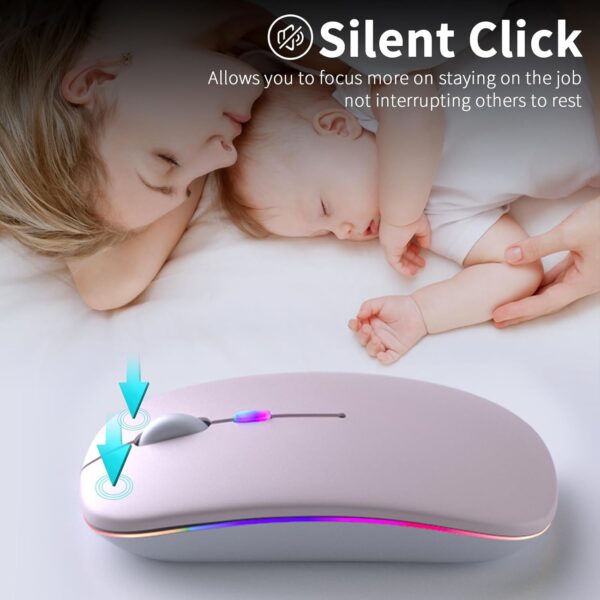 Wireless Bluetooth Mouse, Rechargeable LED Dual Mode Mouse Bluetooth 5.2 and USB Receiver Portable Silent Mouse,for Laptop/Desktop/Tablet - 图片 7