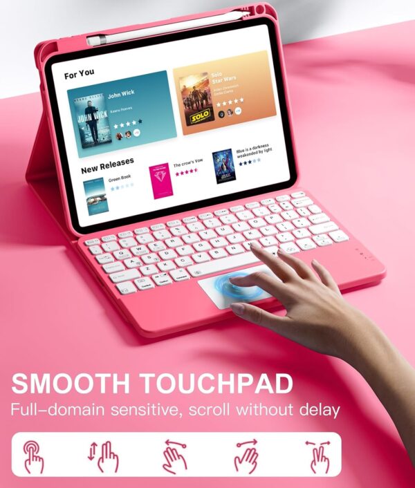 TouchPad Backlit Keyboard Case for iPad 10th Gen 10.9 2022 10.2 7th 8th 9th 9.7 Air 2 3 4th 5th 6th Pro 10.5 2017 Pro 11 2018-2022 Pro 11 2024 Custom Korean AZERTY Spanish Cover Shell Pen Slot - 图片 2