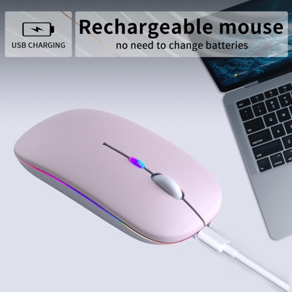 Wireless Bluetooth Mouse, Rechargeable LED Dual Mode Mouse Bluetooth 5.2 and USB Receiver Portable Silent Mouse,for Laptop/Desktop/Tablet - 图片 2