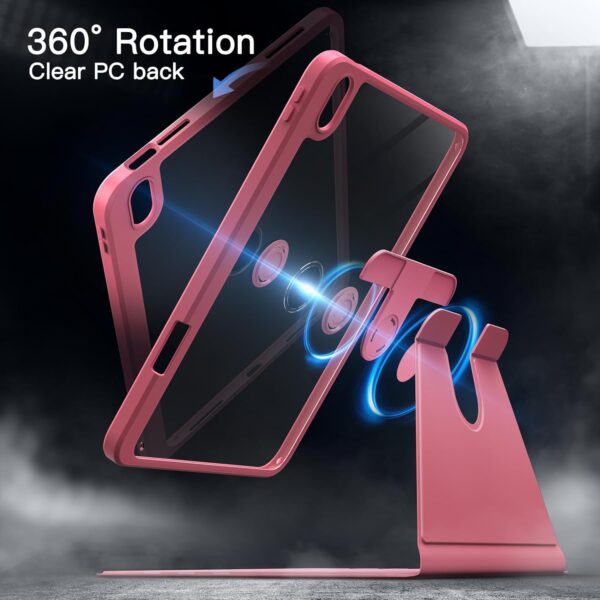 Rotating Case for iPad 10th 10.9 2022 Model 10th Generation with Pencil Holder 360 Degree Rotation Protective Stand Cover Clear Back - 图片 7