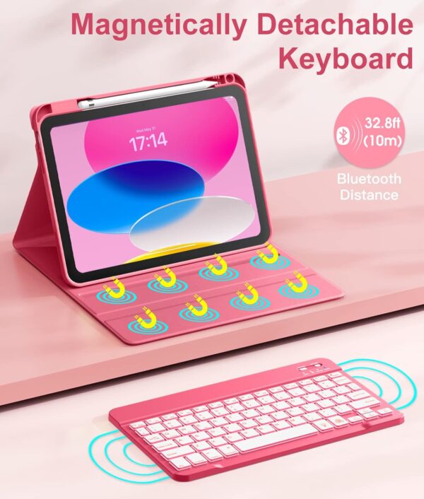 Backlit Keyboard Case for iPad 10th Gen 10.9 2022 10.2 7th 8th 9th 9.7 Air 2 3 4th 5th 6th Pro 10.5 2017 Pro 11 2018-2022 Pro 11 2024 Custom Korean AZERTY Spanish Cover Shell Pen Slot - 图片 3