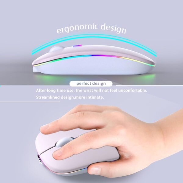 Wireless Bluetooth Mouse, Rechargeable LED Dual Mode Mouse Bluetooth 5.2 and USB Receiver Portable Silent Mouse,for Laptop/Desktop/Tablet - 图片 4
