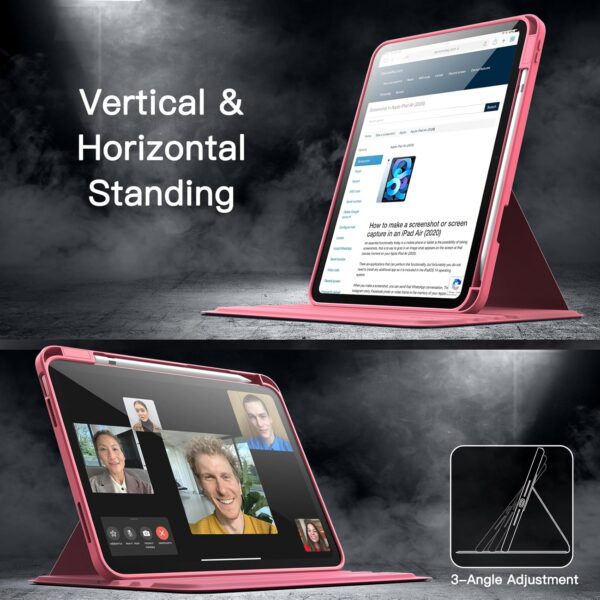 Rotating Case for iPad 10th 10.9 2022 Model 10th Generation with Pencil Holder 360 Degree Rotation Protective Stand Cover Clear Back - 图片 3
