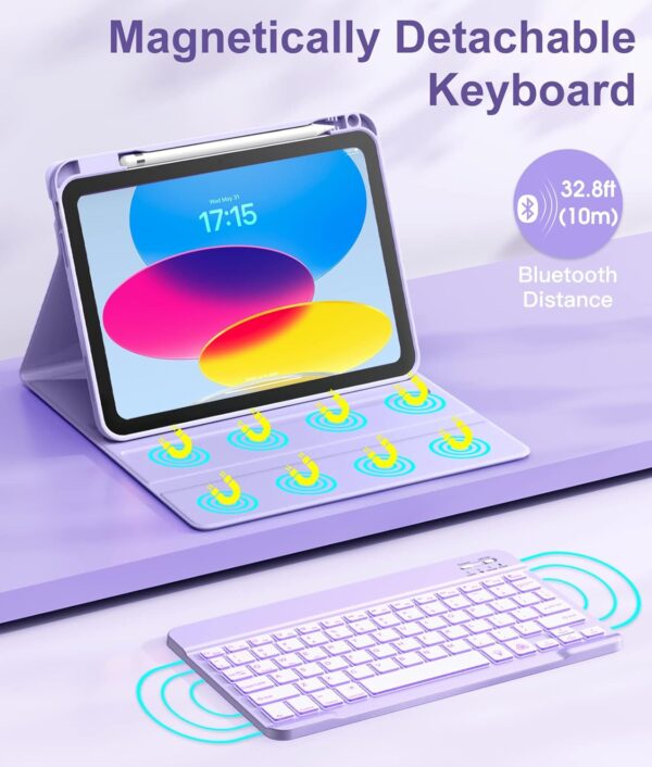 Backlit Keyboard Case for iPad 9.7 Air 2 3 4th 5th 6th iPad 10.2 7th 8th 9th 10th Gen 10.9 Pro 10.5 2017 Pro 11 2018-2022 Pro 11 2024 Custom Korean AZERTY Spanish Cover Shell Pen Slot - 图片 3