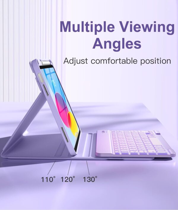 Backlit Keyboard Case for iPad 9.7 Air 2 3 4th 5th 6th iPad 10.2 7th 8th 9th 10th Gen 10.9 Pro 10.5 2017 Pro 11 2018-2022 Pro 11 2024 Custom Korean AZERTY Spanish Cover Shell Pen Slot - 图片 4