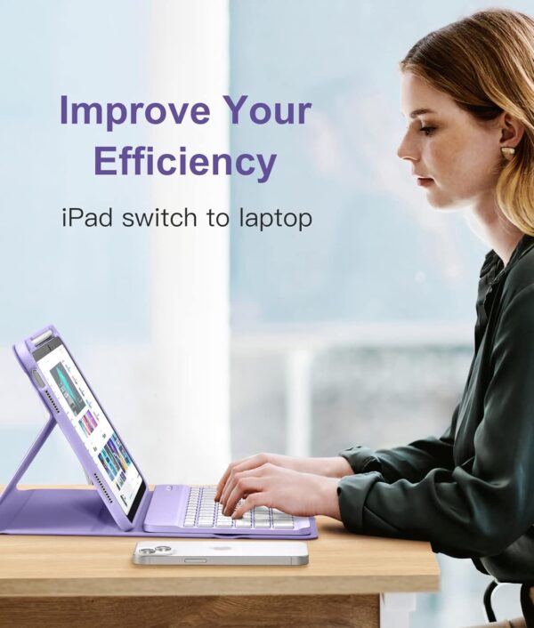 Backlit Keyboard Case for iPad 9.7 Air 2 3 4th 5th 6th iPad 10.2 7th 8th 9th 10th Gen 10.9 Pro 10.5 2017 Pro 11 2018-2022 Pro 11 2024 Custom Korean AZERTY Spanish Cover Shell Pen Slot - 图片 6