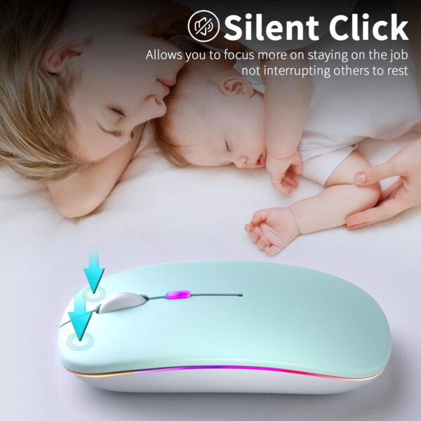 Wireless Bluetooth Mouse, Rechargeable LED Dual Mode Mouse Bluetooth 5.2 and USB Receiver Portable Silent Mouse,for Laptop/Desktop/Tablet - 图片 10