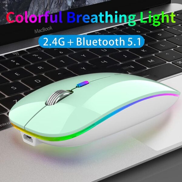 Wireless Bluetooth Mouse for Laptop,Rechargeable Mouse 2.4G USB Optical Wireless Mouse,LED Slim Dual Mode Bluetooth 5.0 and 2.4G Wireless Mouse for Laptop, PC, Mac OS,Android,Windows - 图片 8