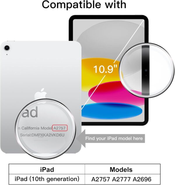 Rotate Case for iPad 10th 10.9 2022 Model 10th Generation with Pencil Holder 360 Degree Rotation Protective Stand Cover Clear Back - 图片 2