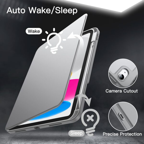 Rotate Case for iPad 10th 10.9 2022 Model 10th Generation with Pencil Holder 360 Degree Rotation Protective Stand Cover Clear Back - 图片 4