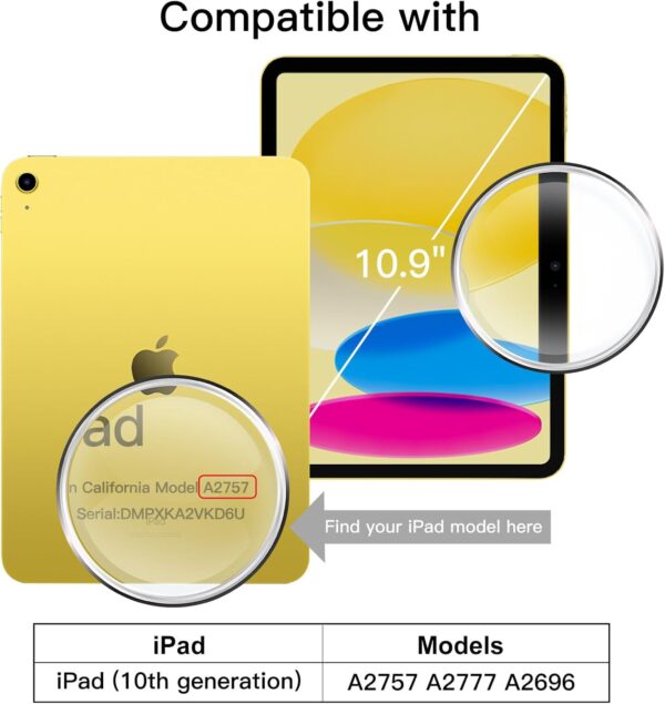 Rotating Case for iPad 10th 10.9 2022 Model 10th Generation with Pencil Holder 360 Degree Rotation Protective Stand Cover Clear Back - 图片 2