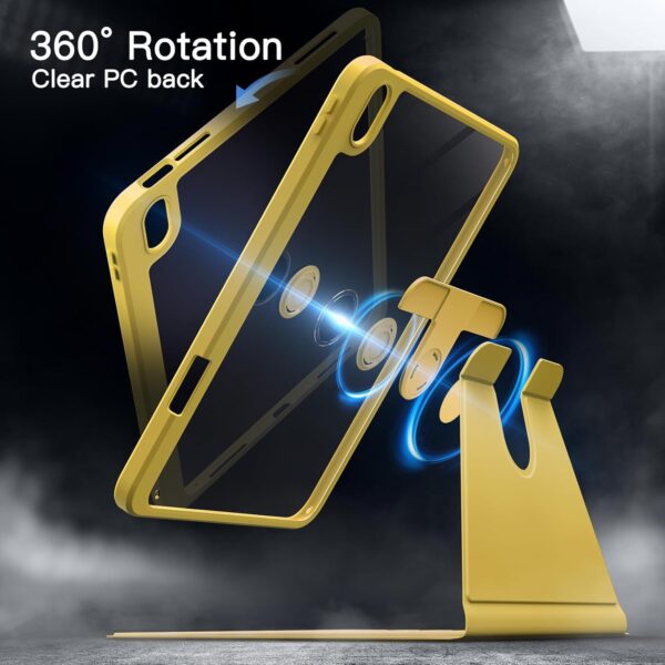Rotating Case for iPad 10th 10.9 2022 Model 10th Generation with Pencil Holder 360 Degree Rotation Protective Stand Cover Clear Back - 图片 7