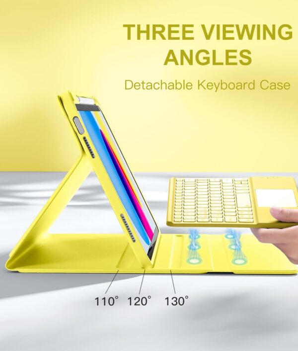 TouchPad Backlit Keyboard Case for iPad Air 2 3 4th 5th 6th Pro 10.5 2017 10th Gen 10.9 2022 10.2 7th 8th 9th 9.7 Pro 11 2024 Pro 11 2018-2022 Custom Korean AZERTY Spanish Cover Shell Pen Slot - 图片 3