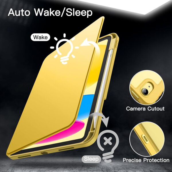 Rotating Case for iPad 10th 10.9 2022 Model 10th Generation with Pencil Holder 360 Degree Rotation Protective Stand Cover Clear Back - 图片 4